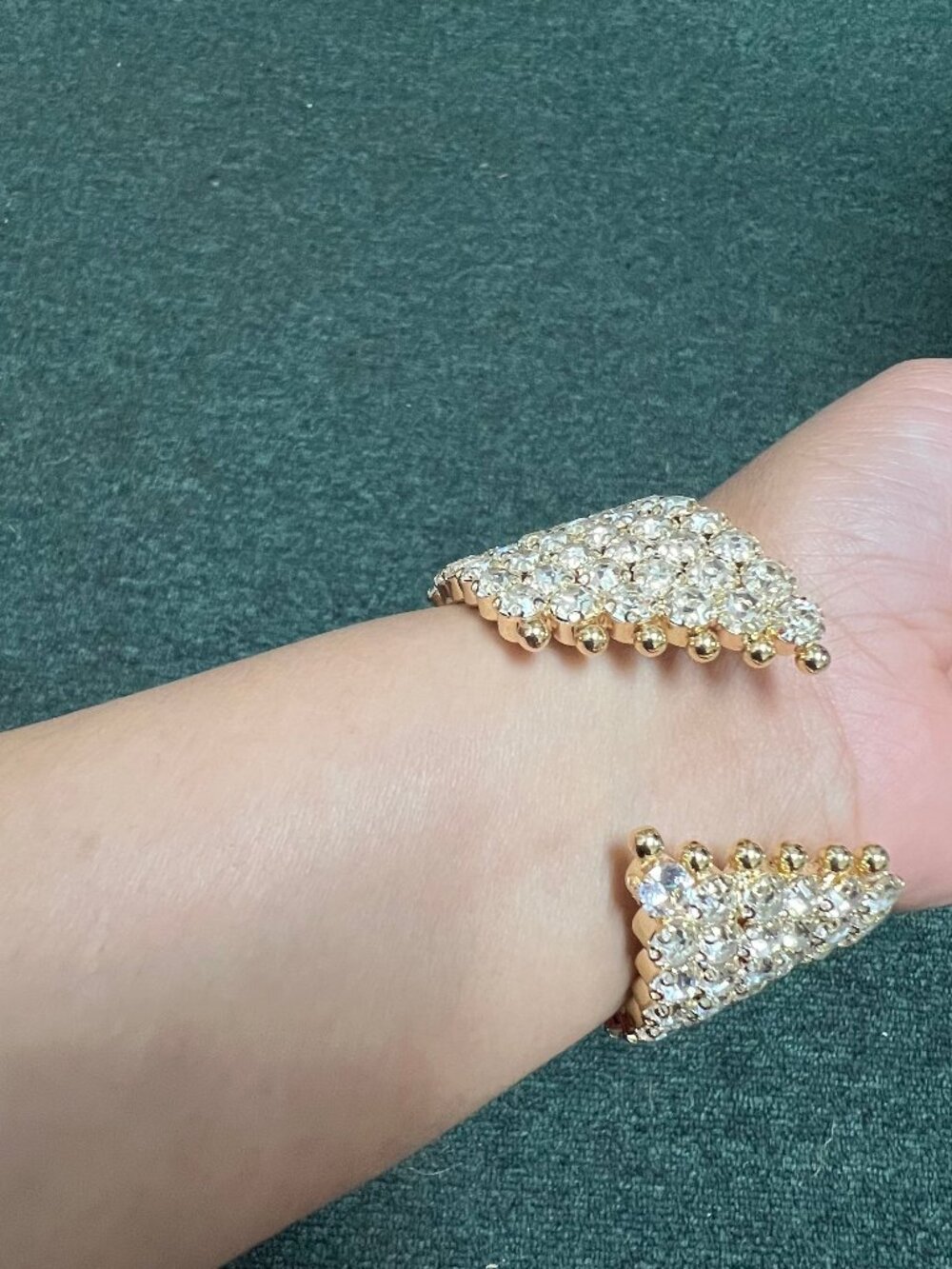 Wide Rhinestone Stretch Bracelet 6 Rows GOLD Crystal Evening Event Pageant New